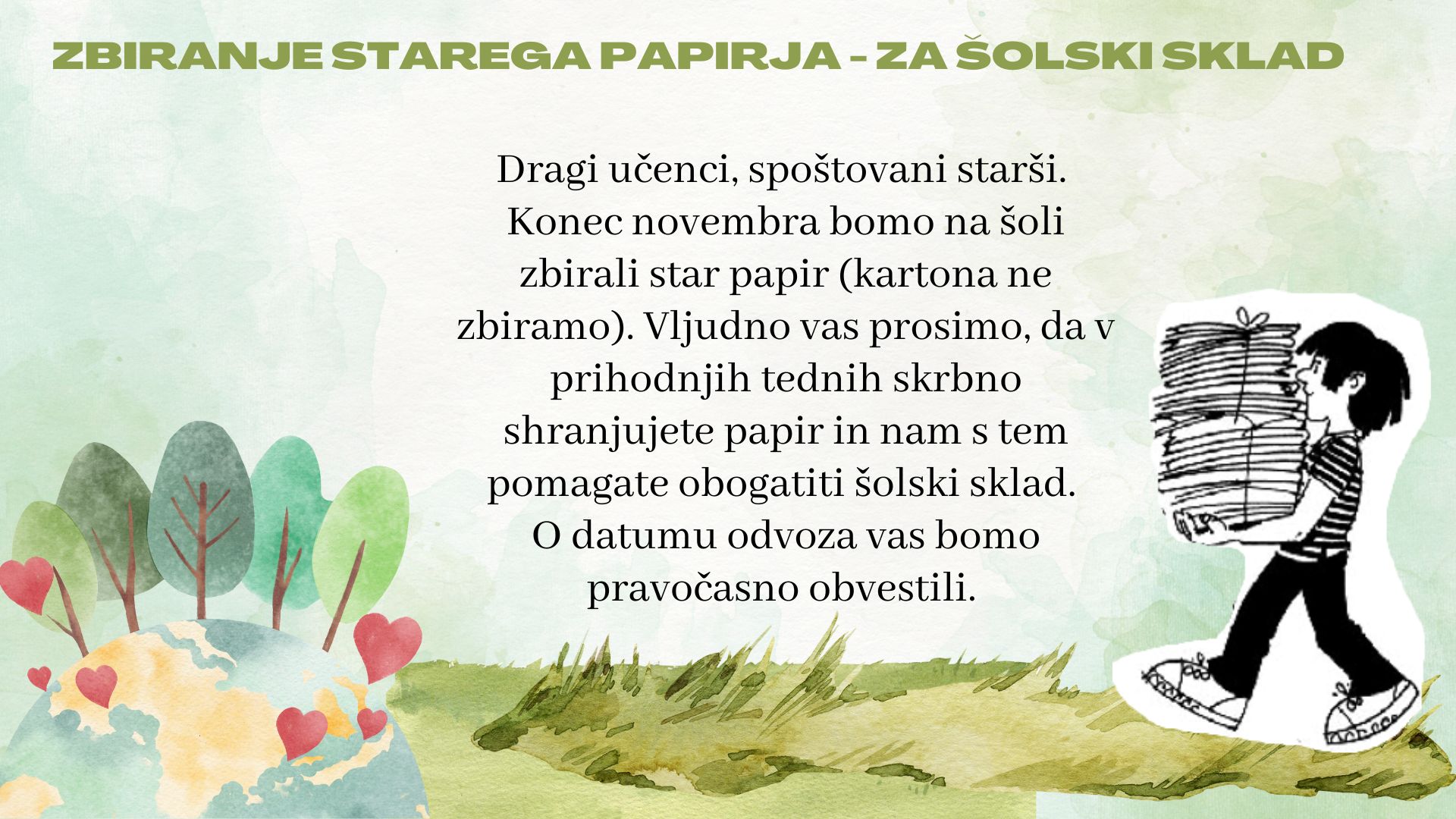 Zbiranje starega papirja - šolski sklad